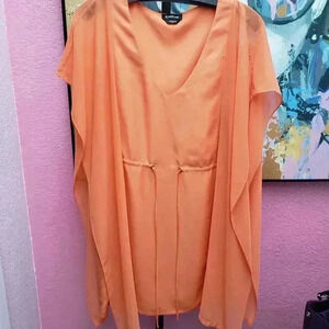 bebe Deep V-Neckline Butterfly Sleeve Dress/Coverup